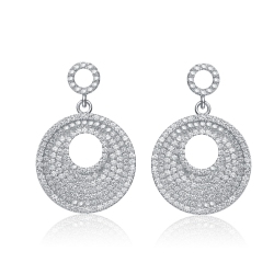 ROZZATO Sterling Cubic Zirconia Circle Drop Earrings In Silver