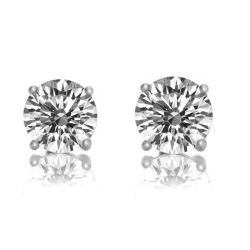 ROZZATO Sterling Cubic Zirconia Solitaire Stud Earrings In Silver