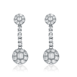 ROZZATO Sterling Cubic Zirconia Halo Drop Earrings In Silver
