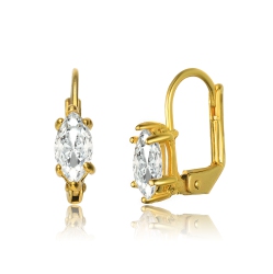ROZZATO Sterling Silver Plated Cubic Zirconia Leverback Drop Earrings In Gold