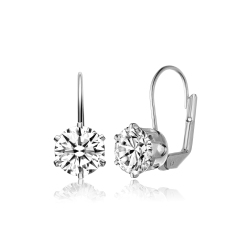 ROZZATO Sterling Cubic Zirconia Leverback Earrings In Silver