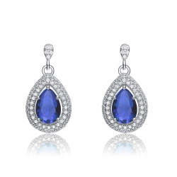 ROZZATO Sterling Sapphire Teardrop Earrings In Silver