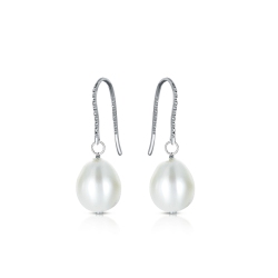 ROZZATO Sterling Silver Pearl Drop Earrings In White