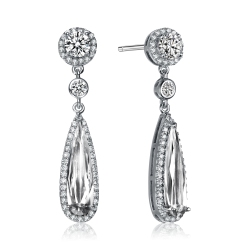 ROZZATO Sterling Multi Shaped Cubic Zirconia Teardrop Earrings In Silver