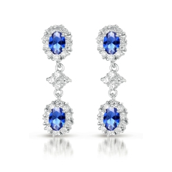 ROZZATO Sterling Sapphire Cubic Zirconia Dangle Earrings In Silver