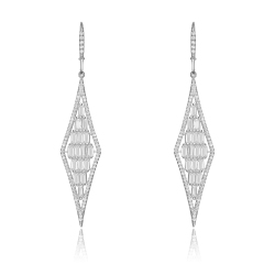 ROZZATO Sterling Cubic Zirconia Long Drop Earrings In Silver