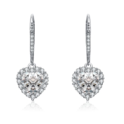 ROZZATO Sterling Cubic Zirconia Heart Drop Earrings In Silver