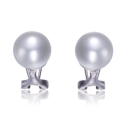 ROZZATO Sterling Silver Pearl Stud Earrings In White