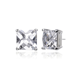ROZZATO Sterling Cubic Zirconia Square Stud Earrings In Silver
