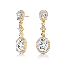 ROZZATO Sterling Silver Plated Cubic Zirconia Accent Long Drop Earrings In Gold