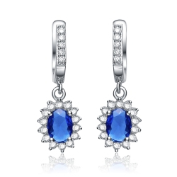 ROZZATO Sterling Sapphire Dangling Earrings In Silver