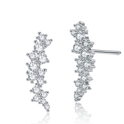 ROZZATO Sterling Clear Cubic Zirconia Cluster Stud Earrings In Silver