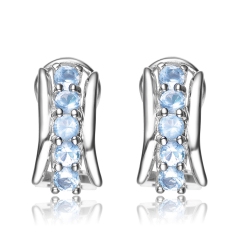 ROZZATO Sterling Silver Ice Cubic Zirconia Clip Earrings In Blue