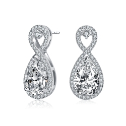 ROZZATO Sterling Cubic Zirconia Infinity Drop Earrings In Silver