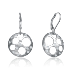 ROZZATO Sterling Cubic Zirconia Bubble Brushed Earrings In Silver