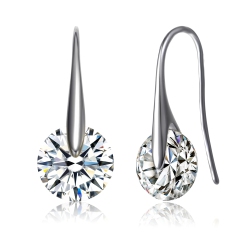 ROZZATO Sterling Cubic Zirconia Hook Earrings In Silver
