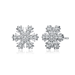 ROZZATO Sterling Cubic Zirconia Snowflake Stud Earrings In Silver