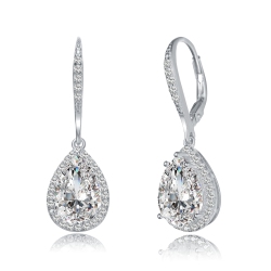 ROZZATO Sterling Cubic Zirconia Pear Drop Earrings In Silver