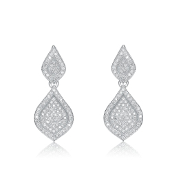 ROZZATO Sterling Cubic Zirconia Pear Drop Earrings In Silver