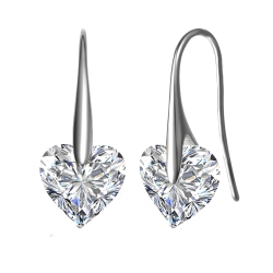ROZZATO Sterling Cubic Zirconia Heart Hook Earrings In Silver