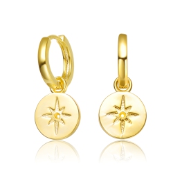 ROZZATO 14K Plated Bar Drop Hoop Earrings In Gold