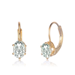 ROZZATO Sterling Silver Plated Cubic Zirconia Leverback Drop Earrings In Gold