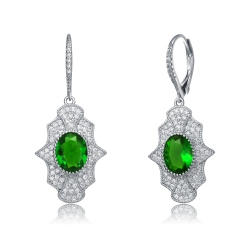ROZZATO Sterling Emerald Cubic Zirconia Embelish Leverback Earrings In Silver