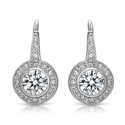 ROZZATO Sterling Cubic Zirconia Round Drop Earrings In Silver