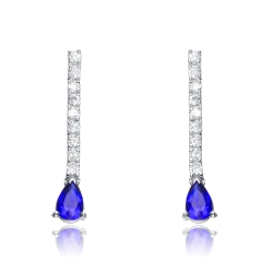 ROZZATO Sterling Sapphire Cubic Zirconia Drop Earrings In Silver