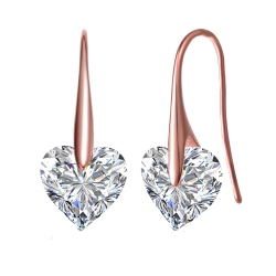 ROZZATO Sterling Silver Rose Plated Cubic Zirconia Heart Hook Earrings In Gold