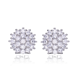 ROZZATO Sterling Cubic Zirconia Round Cluster Earrings In Silver