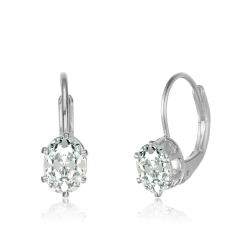 ROZZATO Sterling Cubic Zirconia Leverback Drop Earrings In Silver