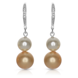 ROZZATO Sterling Multi Colored Pearl And Cubic Zirconia Drop Earrings In Silver