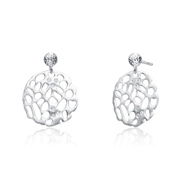 ROZZATO Sterling Cubic Zirconia Matte Brushed Filigree Earrings In Silver