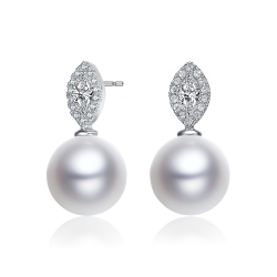 ROZZATO Sterling Pearl And Cubic Zirconia Drop Earrings In Silver