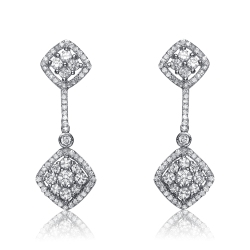 ROZZATO Sterling Cubic Zirconia Long Drop Earrings In Silver