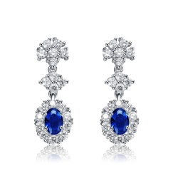 ROZZATO Sterling Sapphire Cubic Zirconia Dangling Earrings In Silver