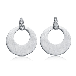 ROZZATO Sterling Cubic Zirconia Circle Drop Earrings In Silver