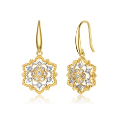 ROZZATO Rhodium And 14K Plated Cubic Zirconia Hook Earrings In Gold