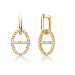 ROZZATO 14K Plated Cubic Zirconia Dangle Earrings In Gold