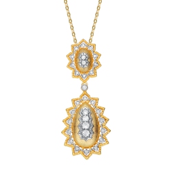 ROZZATO Rhodium And 14K Plated Cubic Zirconia Pendant Necklace In Gold