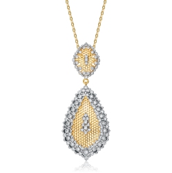 ROZZATO Rhodium And 14K Plated Cubic Zirconia Pendant Necklace In Gold