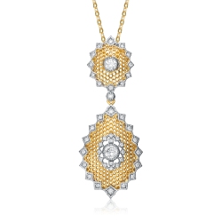 ROZZATO Rhodium And 14K Plated Cubic Zirconia Pendant Necklace In Gold