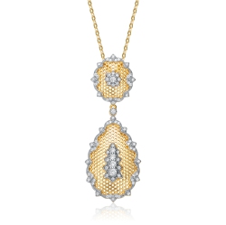 ROZZATO Rhodium And 14K Plated Cubic Zirconia Pendant Necklace In Gold