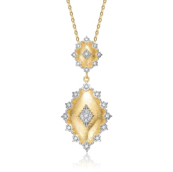 ROZZATO Rhodium And 14K Plated Cubic Zirconia Pendant Necklace In Gold