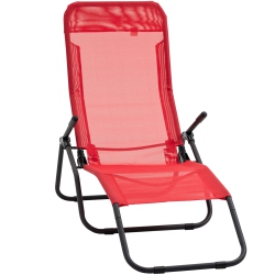 OUTSUNNY Foldable Patio Lounge Chair, Outdoor Beach Lounger \w Breathable Mesh Fabric, Zero Gravity Chair \w Reclining, Footrests, And Armrests, For