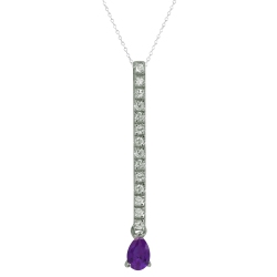 ROZZATO Sterling Clear And Purple Cubic Zirconia Linear Drop Necklace In Silver