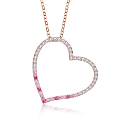 ROZZATO Rose Plated Cubic Zirconia Heart Shape Necklace In Gold