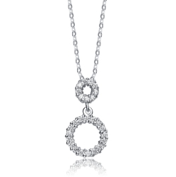 ROZZATO C.z. Sterling Rhodium Plated Outlined Circle Pendant In Silver