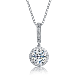ROZZATO C.z. Ss Rhodium Plated Round Drop Pendant In Multicolor